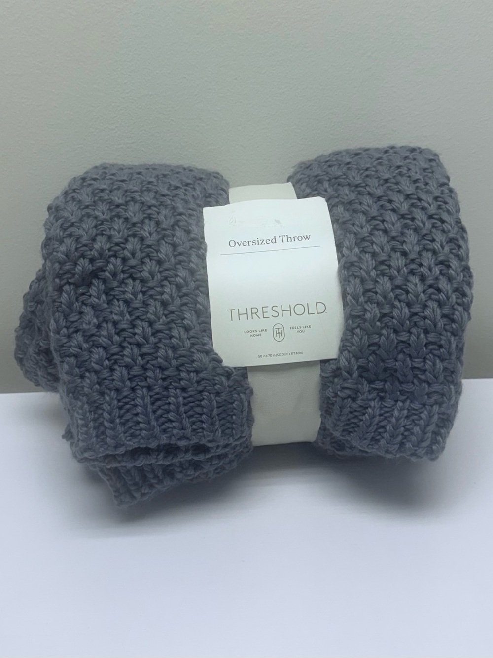 Oversized Recycled Knit Throw Blanket Blue - Threshold™: Mid-weight, New!